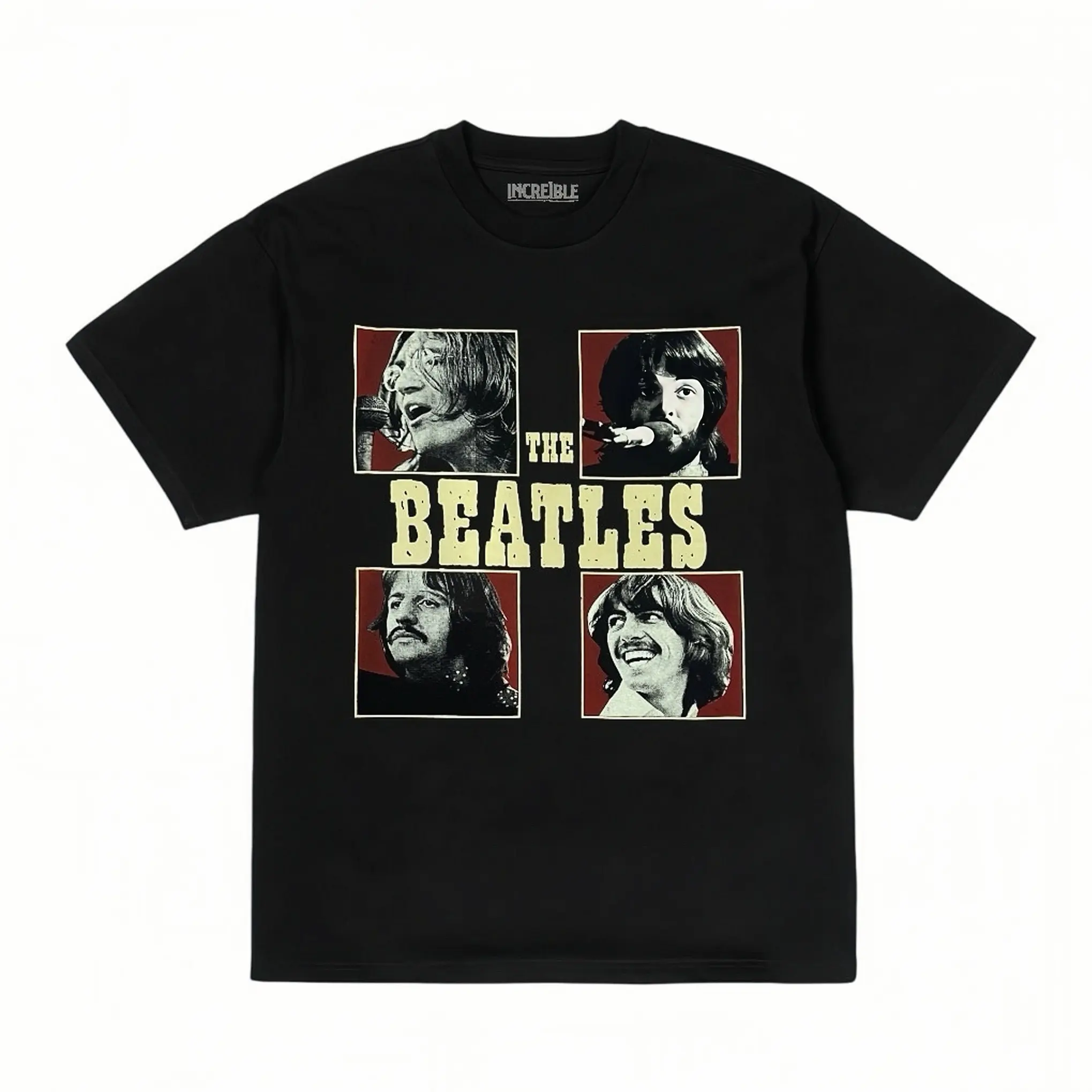 Increíble Kaos Band The Beatles | Atasan Pria Lengan Pendek Katun Combed Hitam Sablon | Baju Distro Cowok Cewek Dewasa Motif Keren | Tshirt Band Skena Vintage Panjang