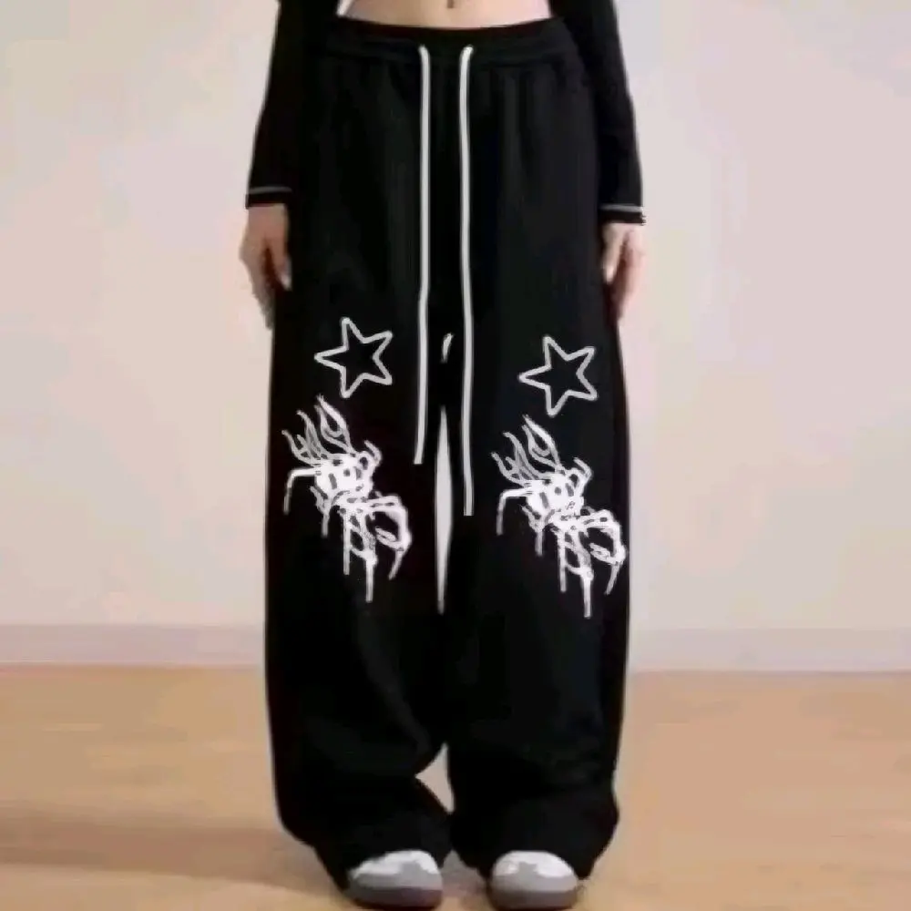 Celana Two Spiders Stars Pants Oversize Bawahan | Celana Kulot Sweat Pants Korean Style Premium Kekinian