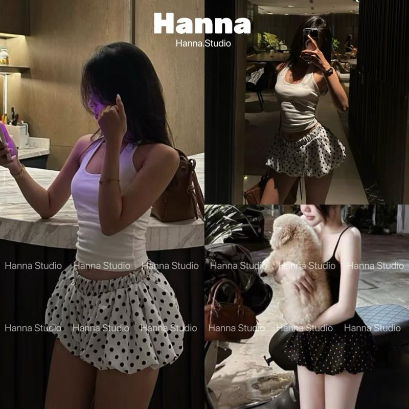  Quần Short Bí Phồng Chấm Bi Lưng Chun Dễ Thương Trendy 2025 