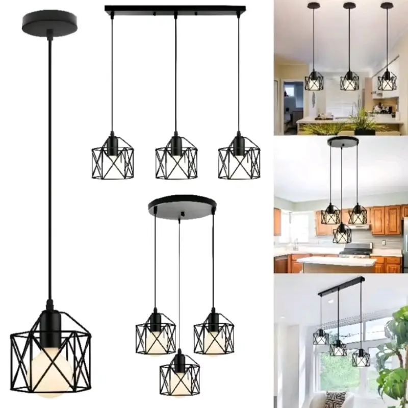 Lampu Gantung X Lampu Hias Gantung Lampu Gantung Minimalis Lampu Kamar Tidur Lampu Gantung Besi chandelier plafon bulat kap  lampu meja Hitam 2