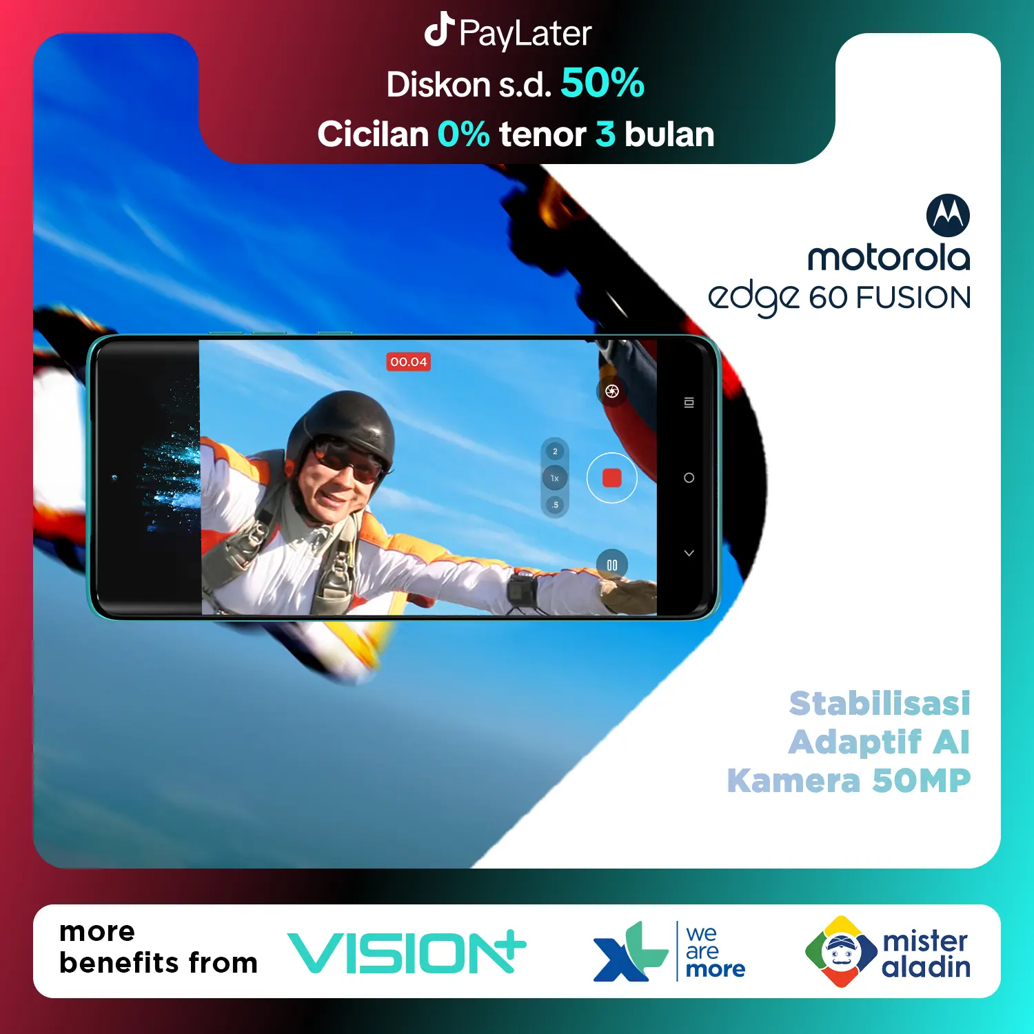 Motorola Edge 60 Fusion 5G 12/256GB - Moto AI - MTK Dimensity 7400 - 4500 nits - 6.7 inch 4D Curved Display - Gorilla Glass 7i - 120Hz - 50MP Main Camera Lytia 700C - 32MP Selfie - 5500mAh - NFC - Dolby Atmos Stereo - Bonus Charger 68W & Hard Case