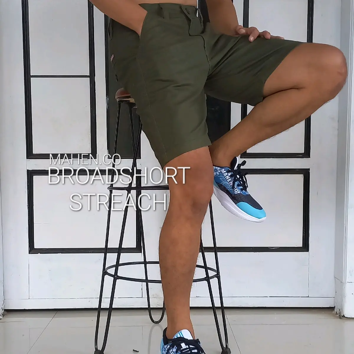 BUY 1 GET 1 CELANA PENDEK CHINO GEFALIANO BROADSHORT MELAR PRIA DEWASA ATAS LUTUT Stretch Santai Katun Combed Twill Hijau Abu Distro