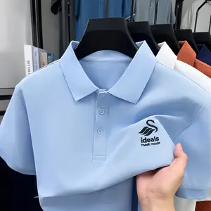 Polo padi pria,Kemeja polo pria kerah berdiri, kain tebal berkualitas tinggi, lengan pendek pria longgar dan modis, 100% asli