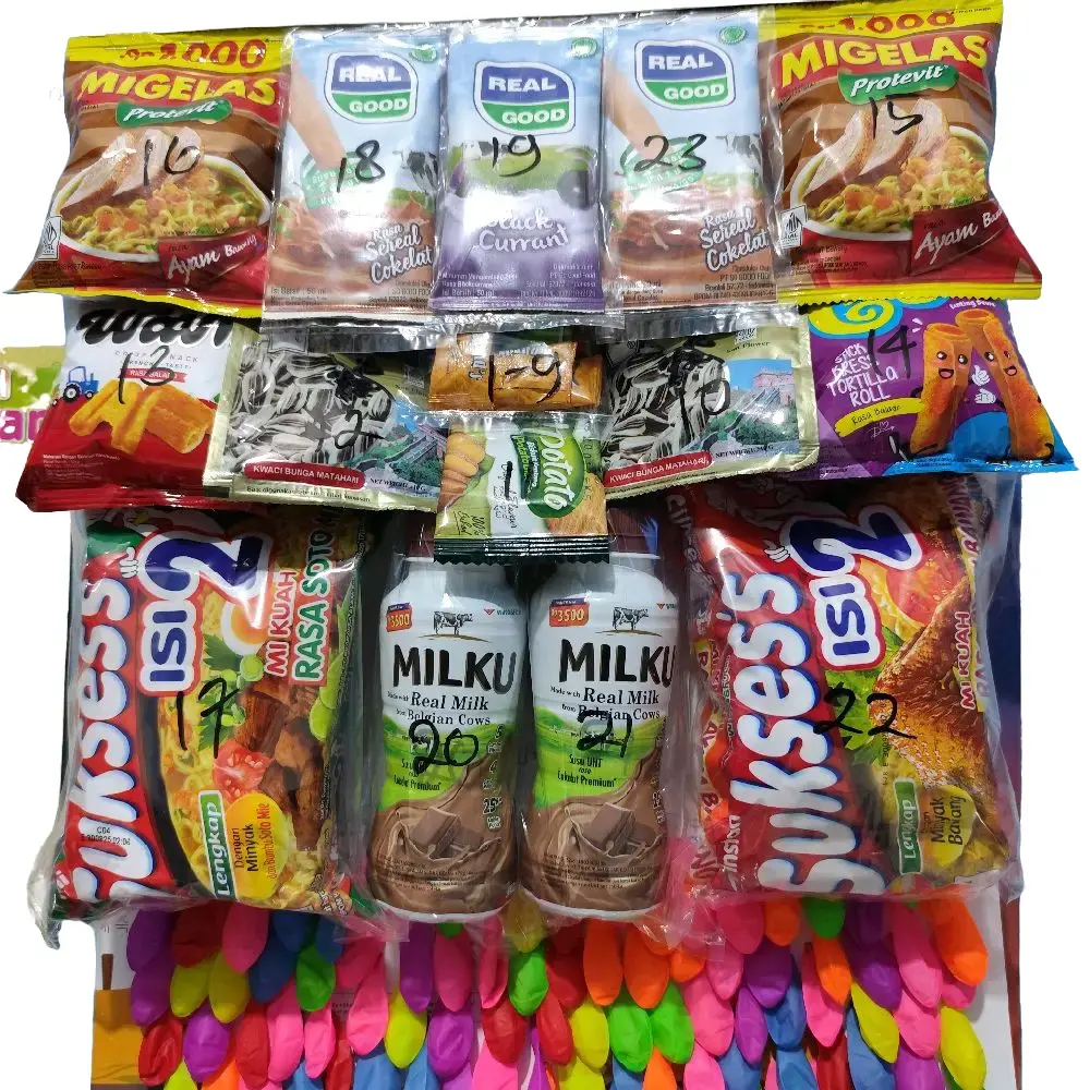 Cabutan balon berhadiah mie sukses dan susu. isi 100 pcs. SS SUSU