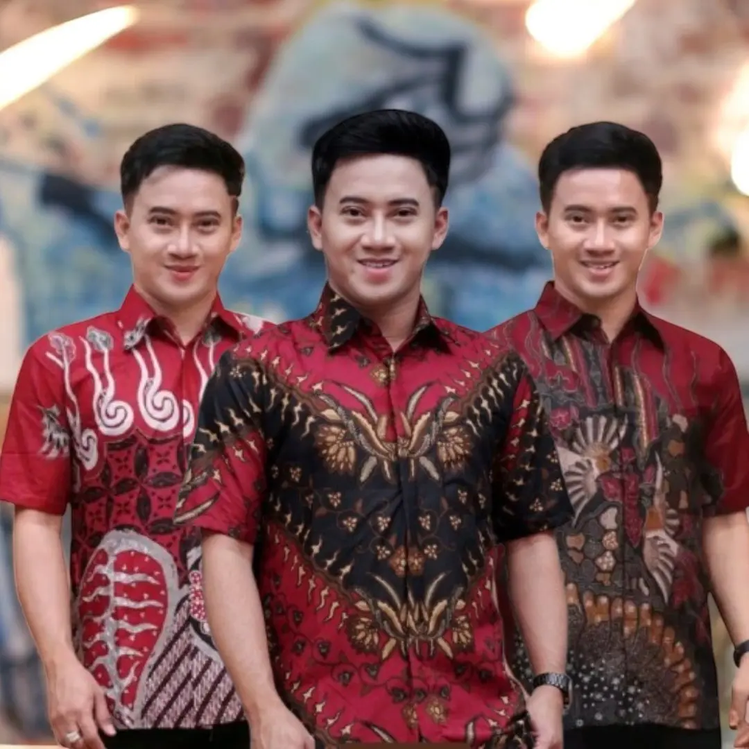 (Macam-Macam Kemeja Batik Warna Merah Lengan Pendek) Kemeja Batik Merah lengan Pendek // Baju Batik