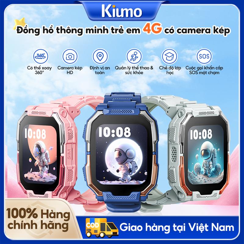 Kiumo【Tiếng Việt Đồng Hồ Trẻ Em 4G đàm thoại 2 chiều Bluetooth định vị và cảnh báo nguy hiểm chơi game tải ứng dụng hỗ trợ thẻ SIM xem Youtube bản đồ GG..F.B Z.L Không thấm nước bé trai và bé gái theo dõi sức khỏe