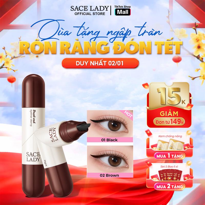   NEW  Bút Kẻ Mắt SACE LADY Hai Đầu Khuôn Kẻ Mắt Tiện Lợi Lâu Trôi Dành Cho Người Mới 