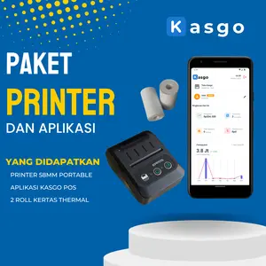 Paket Printer Bluetooth Portable Free Kertas Label Thermal Kasgo POS