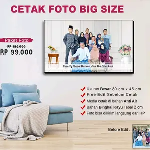 Cetak Foto Keluarga Bingkai Blok Kayu Ukuran Jumbo 75x50cm