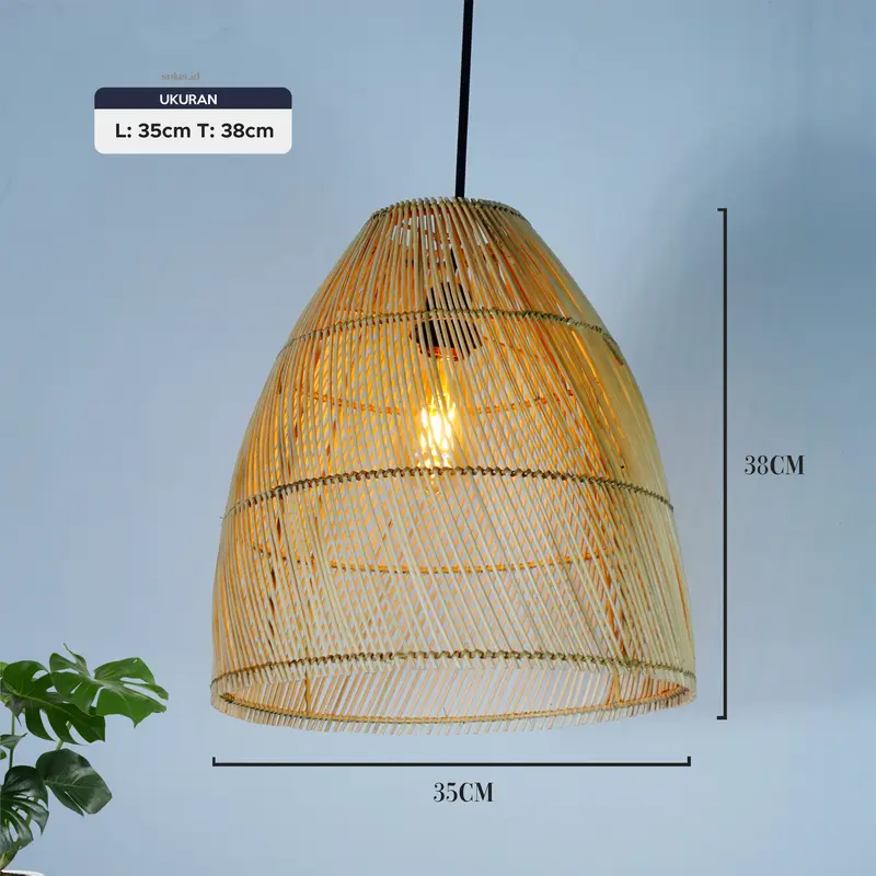 Kap Lampu Gantung Rotan SEDANG Hotel Teras Cafe 2