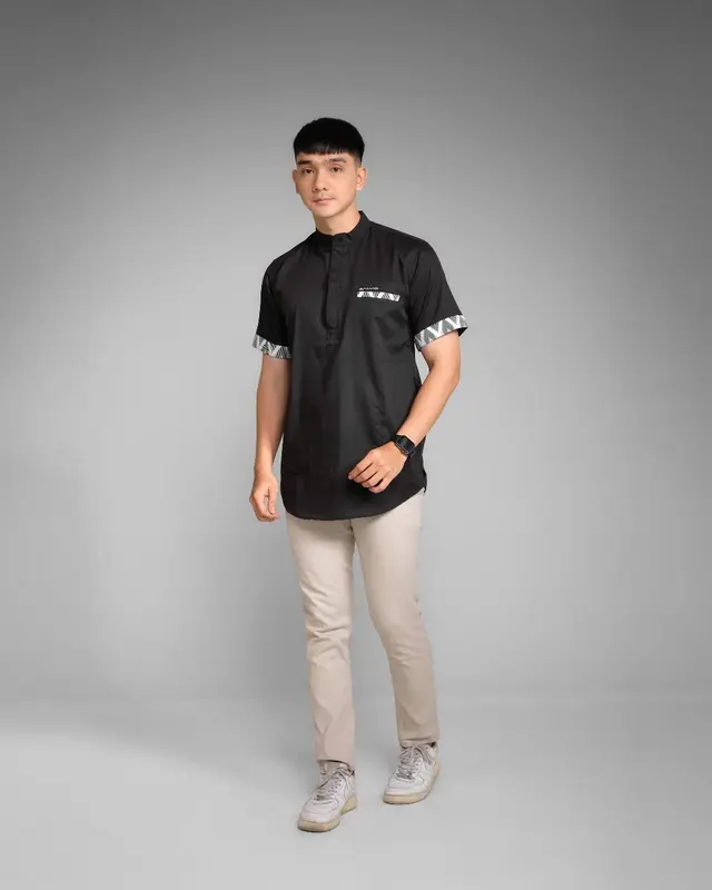 Baju Koko Kurta Dewasa Lengan Pendek Pria Muslim Terbaru Salvio Hexia 2