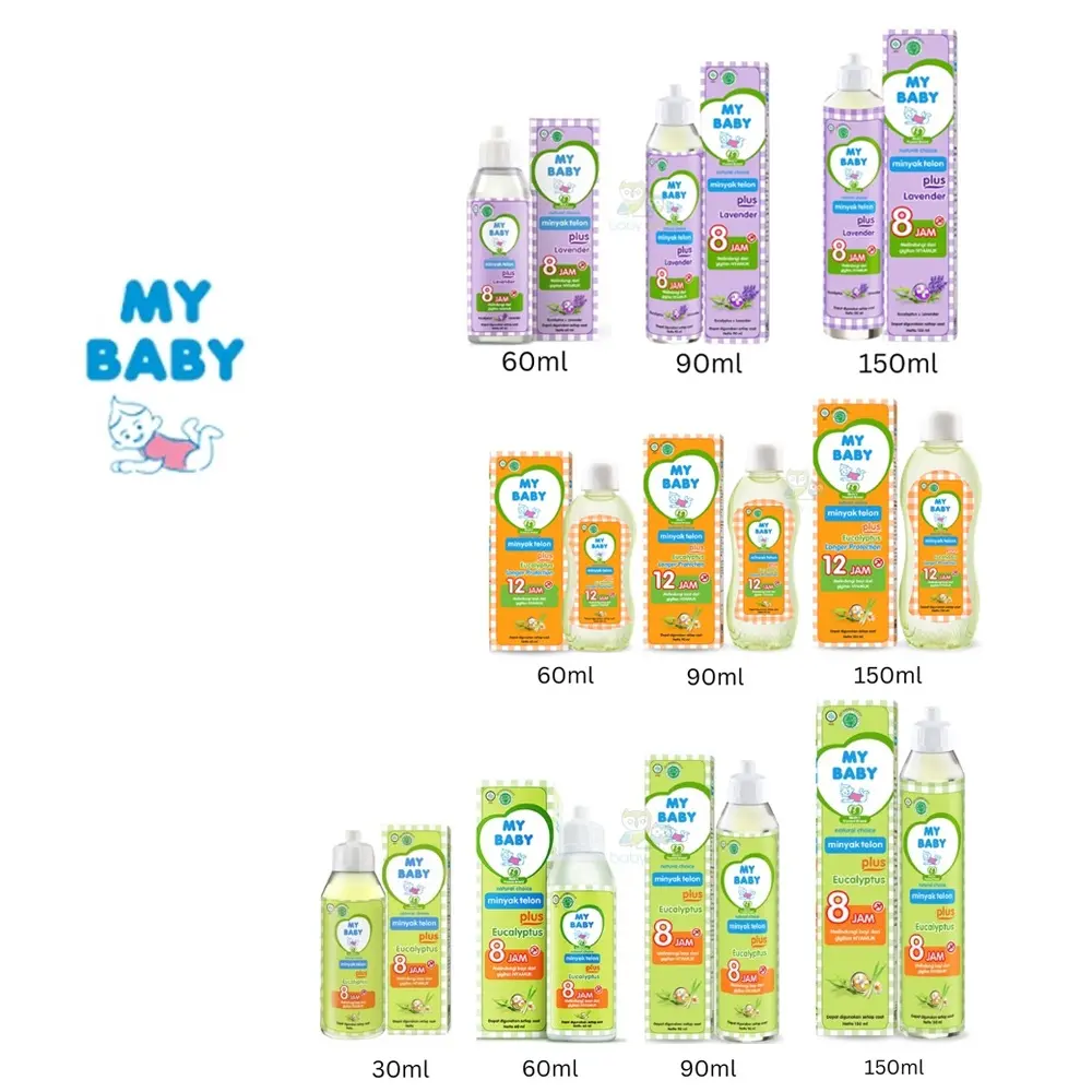 MY BABY MINYAK TELON PLUS EUCALYPTUS, CITRONELLA, LAVENDER, TELON +12 JAM 150 Ml Bayi Kulit