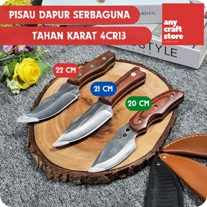 1 Set (3pcs) Pisau Serbaguna Baja 4CR13 Dengan Sarung Pisau