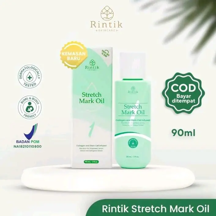 Rintik Skincare Stretch. Mark Oil -Pudarkan Stretchmark Selulit Bekas Luka Mengandung Collagen & Stem Cell