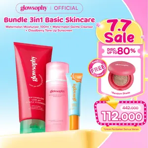 [FREE CUSHION] Glowsophy Bundle 3in1 Basic Skincare Gentle Cleanser + Moisturizer 100ml + Sunscreen - kebutuhan harian skincare, untuk wajah cerah dan perlindungan dari sinar matahari