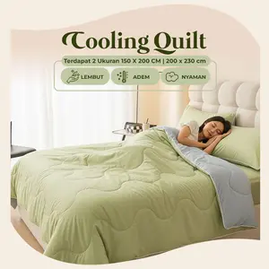 READY LANGSUNG KIRIM | Rairakku Kousai Cooling Quilt Selimut Bedcover Dua Sensasi Dingin Lembut Halus Dua Sisi 150x200 200x230 Soft Estetik Mewah Breathable Machine Wash Hand Wash Nyaman Tahan Kerut Sejuk Sepanjang Malam Cocok untuk Traveling dan Rumah