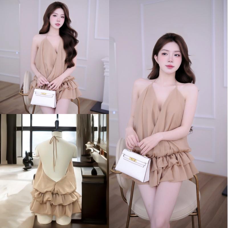  Váy cổ yếm chun eo xoè bồng V53 shop 1 