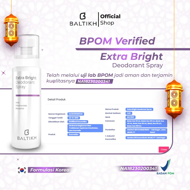 NEW Baltikh Extra Bright - 1 Set Underarm Cream dan Deodorant Spray 100 ML With Bakuchiol Niacinamide Collagen - Pemutih Pencerah Ketiak dan Slengki Bau Hitam 30gr dan 6ml 5