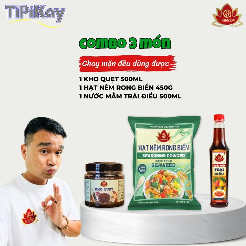 Combo Kho Quẹt 200g + Nước Mắm Trái Điều 500ml + Hạt Nêm Rong Biển 450g - Chay Mặn Đều Dùng Được - TiPiKay Shop