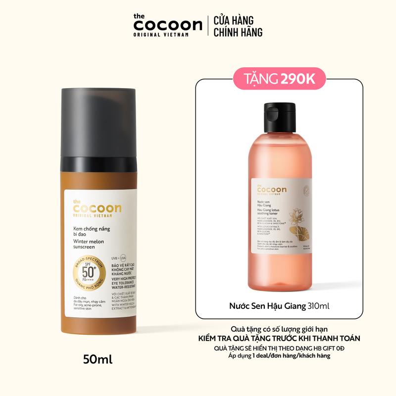  Kem chống nắng bí đao quang phổ rộng SPF 50 + PA ++++ Cocoon 50ml 