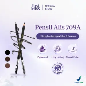 JUST MISS Pensil Alis Dengan Sikat dan Serutan 708A 1g - BPOM, Eyebrow Pencil Pigmented, Kosmetik Perona Alis, Original
