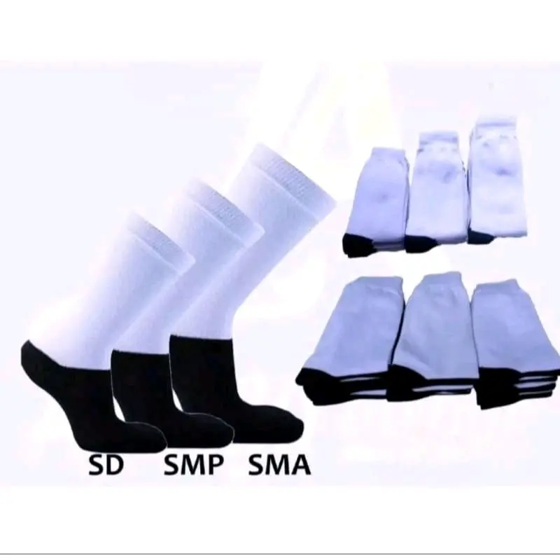 3 pasang kaos kaki SMP hitam putih kaos kaki sekolah kaos kaki pramuka bahan spandex PE tebal Nyaman Panjang Keren Unisex Pria 0