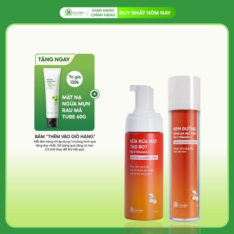 Bộ Đôi Serum Và Kem Dưỡng Vitamin C chiết xuất Sơ-ri Giúp Dưỡng Sáng Da Mờ Thâm…