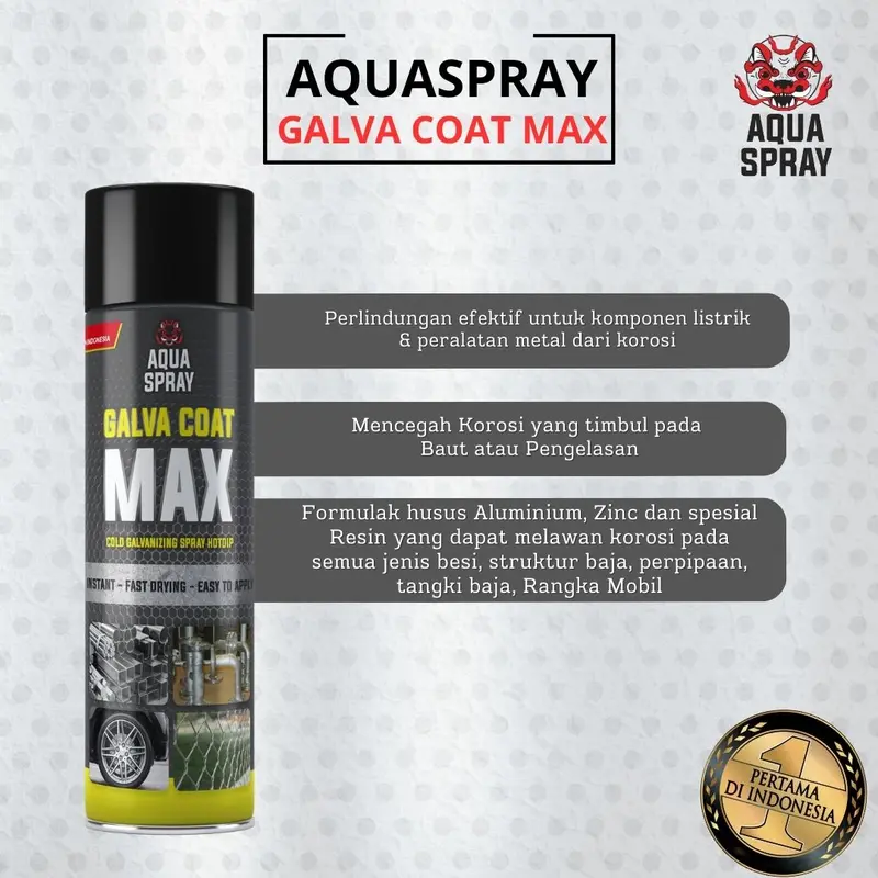 Aquaspray - Galva Coat Max - Cold Zinc Galvanizing Spray Hotdip - Cat Galvanis / Cat Anti Karat (1pcs) Besi Baja Seng 2