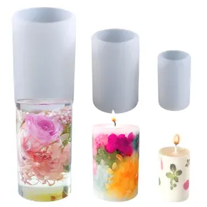 Easy Demold Cylinder Silicone Candle Molds DIY Resin Cup Gifts Geometry Mould for Soap Making Column Gypsum Wedding Simple Decor - B