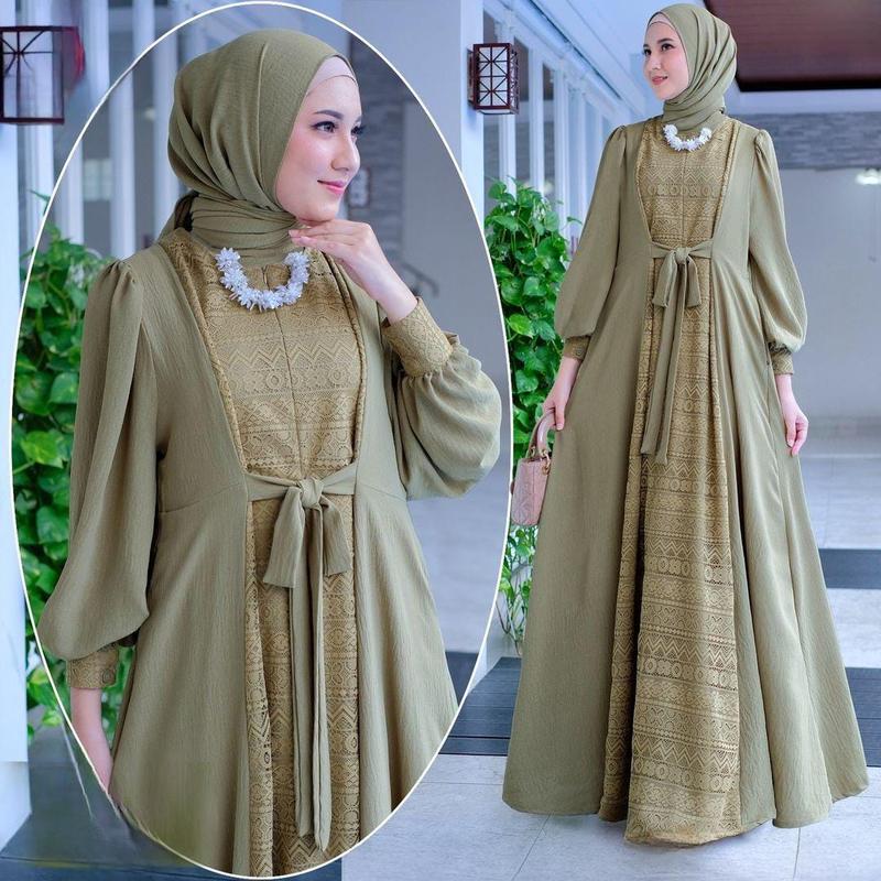 gamis wanita terbaru ukuran jumbo ld 140 bahan crinkle Airflow 2