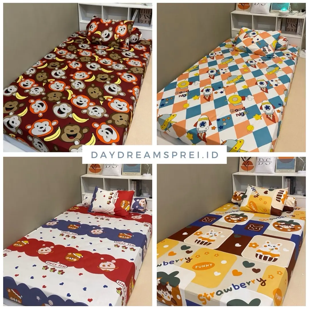 Sprei Anti Geser Karakter Uk 120-200 t20&30cm Double Karet