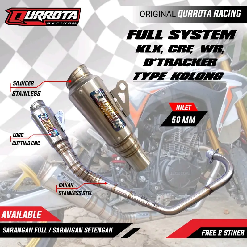 knalpot racing klx crf dtracker wr155 tipe competisi original qurrota racing ready leher kolong dan samping Mesin Motorcycle Trail 0