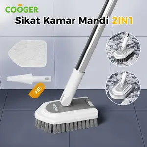 [COD]COOGER Sikat Lantai Kamar Mandi Gagang Panjang 2in1 Sikat Sudut 5 Bentuk Bisa Dilepas Sikat Celah Sikat Lantai Rumah Pembersih Noda