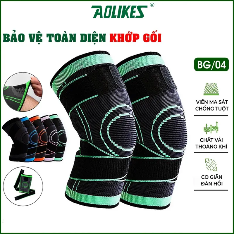 Băng Gối Thể Thao AOLIKES Bảo Vệ Đầu Gối Nam Nữ Bó Gối Chính Hãng Giá Rẻ Pickleball Chạy Bộ Gym Yoga Cầu Lông Đạp Xe 0