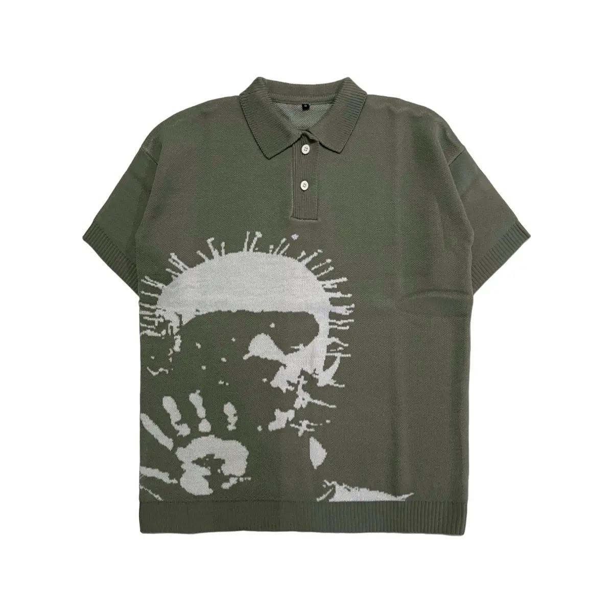 BASIC LAB Polo Stripe Oversize Knit Pain Grey