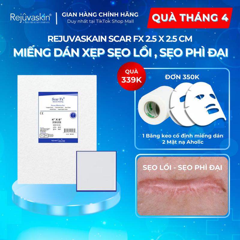Miếng Dán Silicone Làm Mờ Sẹo, Hỗ Trợ Làm Mờ và Làm Xẹp Sẹo Lồi - Sẹo Phì Đại - Sẹo Phẫu Thuật Rejuvaskin Scar FX 2.5 x 2.5cm, Tái sử dụng 30-45 ngày skin care
