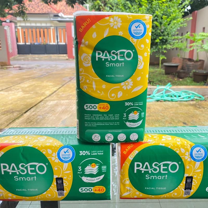 (3 PCS) TISU/TISSUE PASEO FACIAL 540 HELAI 30% LEBIH KUAT & TEBAL 3 PLY TISSUE PER LEMBAR 3