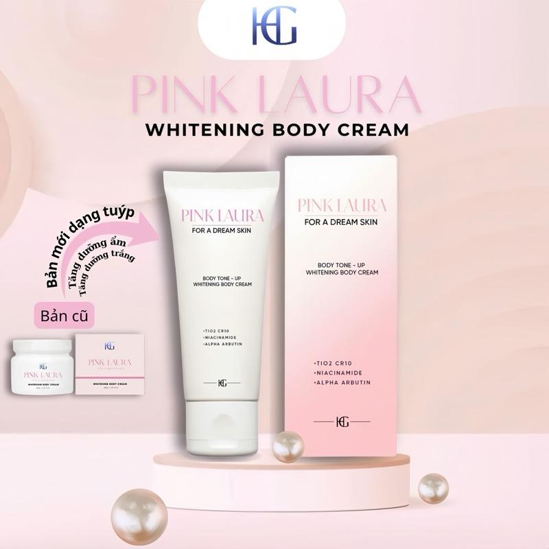 Bản mới Kem Body PINK LAURA 200ml Hỗ trợ dưỡng trắng da nâng tone make up body.