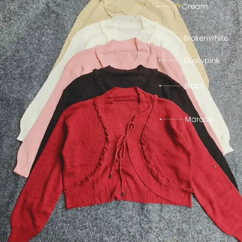 Pevita Bolero Crop Cardigan Outer Knit Tali Pita Coquette Lengan Panjang Wanita Kardigan 4