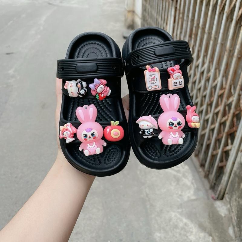 Dép lê bé gái, dép kẹp xỏ ngón cho bé từ 4 đến 12 tuổi hoạ tiết stiker đế độn, chất EVA siêu nhẹ 5