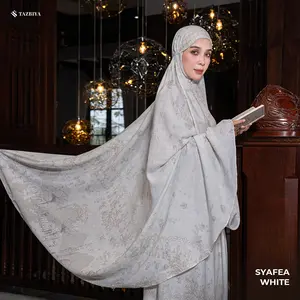 [Best Seller] Tazbiya Syafea – Mukena Rayon Premium Dewasa Motif Sketch Madinah, Adem, Elegant, 2in1 + Sajadah
