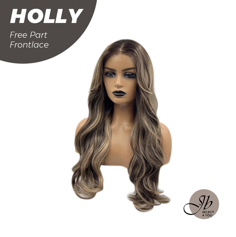 JBSELECT4YOU 24 Inches Brown With Highlight Wave Pre-Cut Free Part Frontlace Glueless Wig HOLLY 2