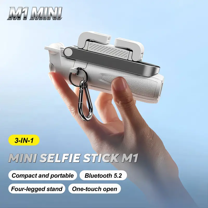 M1 MINI Stick Tripod 3 in 1 Stick Portable Grip Phone Tripod with Wireless Bluetooth Remote for iPhone and Android