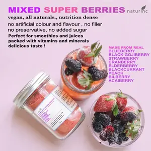 NATURINC  Powder bubuk Serbuk  Murni vegan superfood acai berry strawberry blueberry cranberry elderberry black gojiberry bilberry blackcurrant peach no sugar