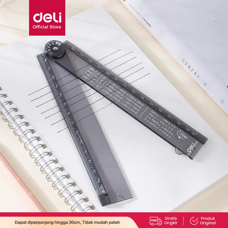 Deli Foldable Ruler / Penggaris Transparan 30cm Dapat Dilipat Tidak Mudah Patah EG01102