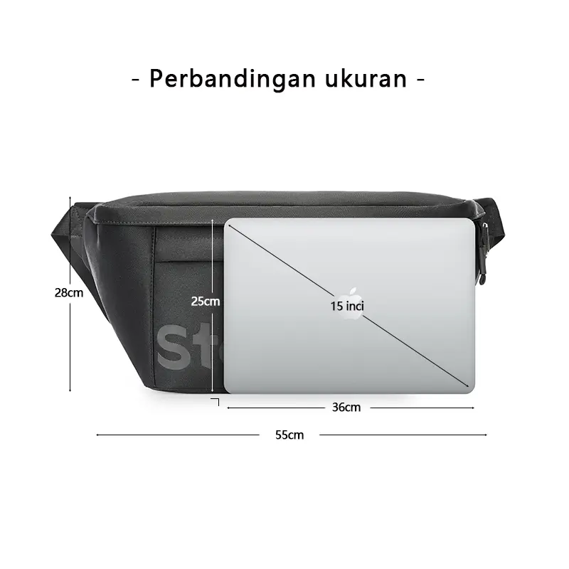 Steapex tas selempang besar tahan air tas gym tas olahraga fashion untuk pria dan wanita Tas kanvas hitam shoulder pack Canvas Slingbag 4