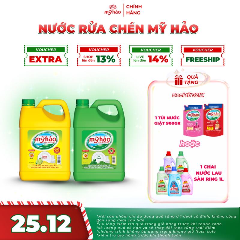  Combo 3 KG Nước Rửa Chén Mỹ Hảo - An Toàn Mềm Mại Da Tay Khử Sạch Mùi Thức Ăn - 1.5 KG x 2 