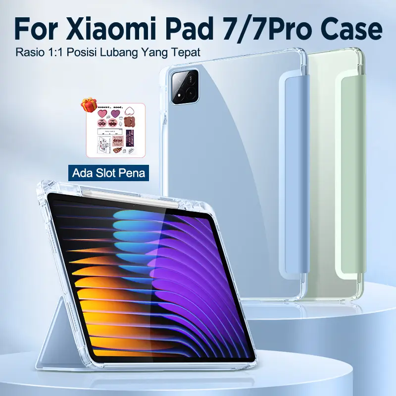 For Xiaomi Pad 7 Case 11.2inci Protective For Xiaomi Pad 7 Pro Cover Pencil Holder Transparent Back Shell Magnet Auto Wake Cover