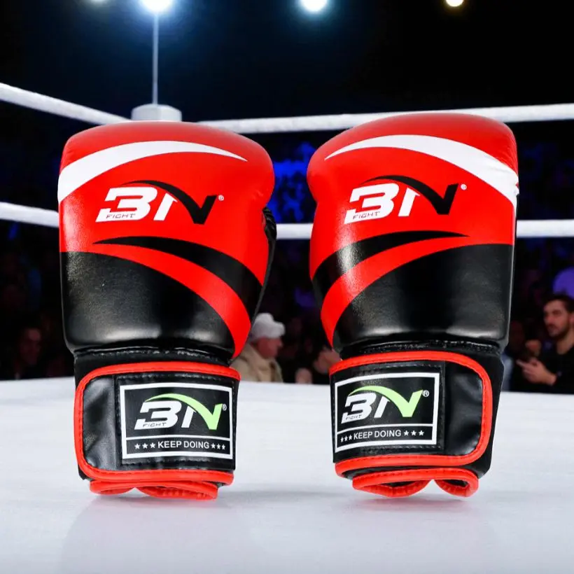 BN Fight Sarung Tangan Tinju Boxing Muay Thai Kulit PU Tebal 12oz dengan Busa Empuk & Ventilasi Udara untuk Latihan Bebas dan Perlindungan Maksimal - BNST-1601