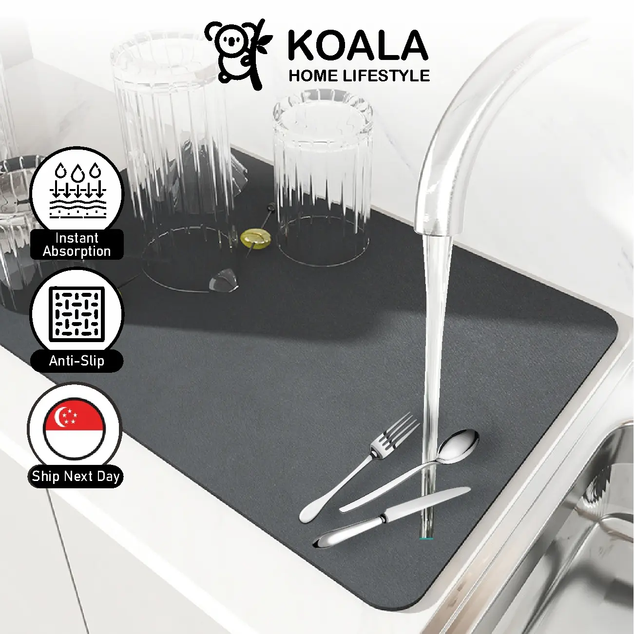 Koala Home Anti Slip Diatomite Absorbent Soft Table Mat Bathroom Mat/Floor Mat/Kitchen Mat Quick Dry lantai  kamar